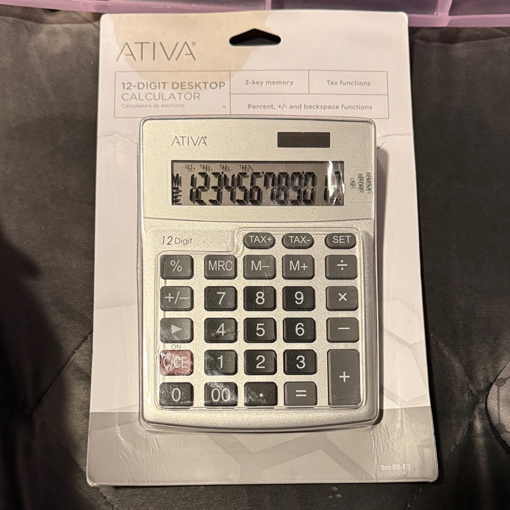 Ativa 12-Digit Desktop Calculator - Tax Functions - New In Package - NWT